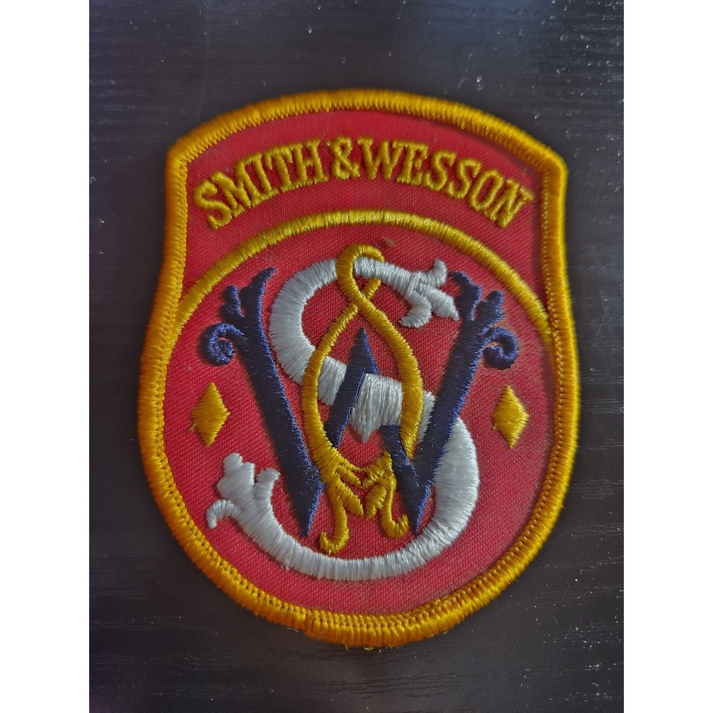 Smith & Wesson Embroidered Patch Shield Logo Red Yellow Sew-On 3.5in